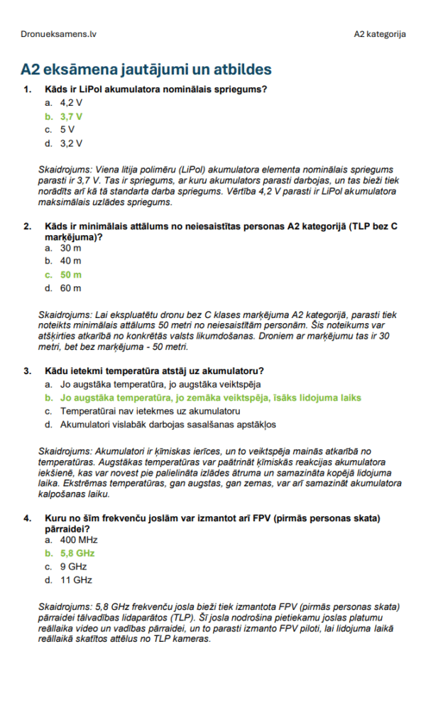 Dronu licence A2 Latvijā – Kurss, oficiālie jautājumi, atbildes un detalizēti skaidrojumi - Image 5